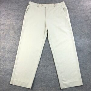 Tommy Bahama Mens 36x30 Beige Silk Cotton Blend Dress Pants Flat Front